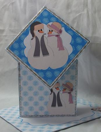 Stubby Diamond Top Card - Snow Couple 2 by Sue Needham