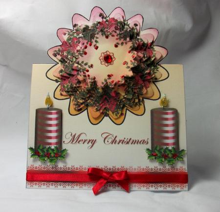 Over the Edge Christmas Rose Wreath and Candles by Sue Needham