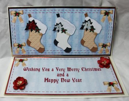 Christmas Stockings Dl Card Front with Insert by Sue Needham