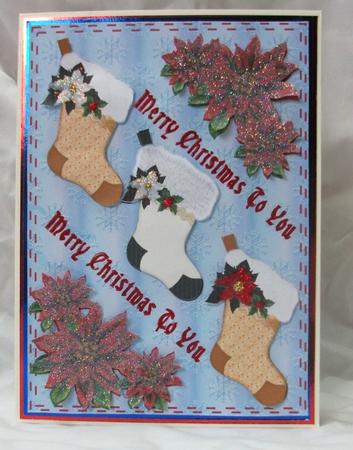 Christmas Stockings with Poinsettias by Sue Needham