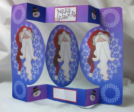 Santa Portrait Oval Folded Pop Out Card by Sue Needham