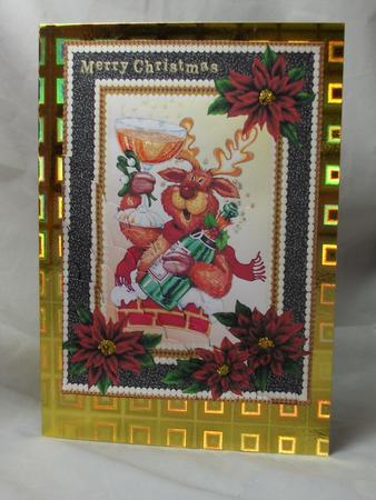 Reindeer and Poinsettias Scalloped Corners by Sue Needham