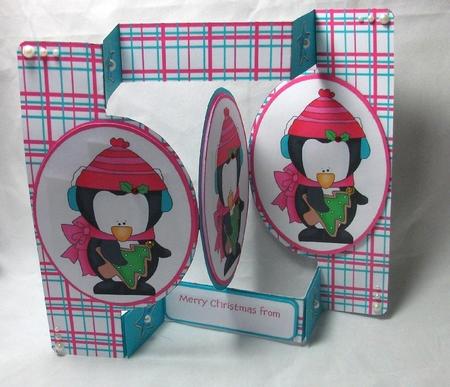 Christmas Penguin 2 Tri Fold Card by Sue Needham