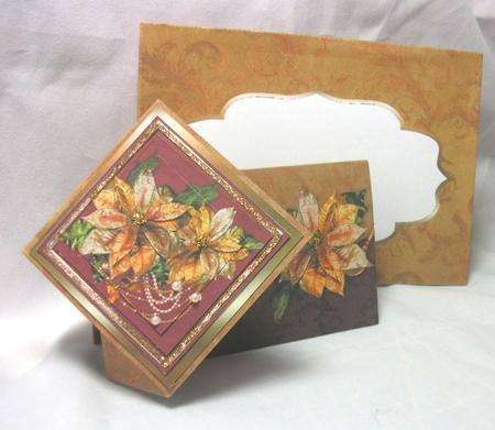 Twist Turn Card - Golden Poinsettias by Sue Needham