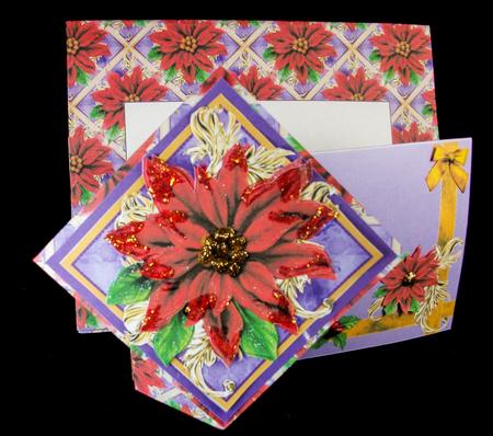 Large Twist Turn Card - Red Poinsettia by Sue Needham