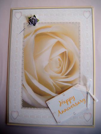 Golden Cream Rose Anniversary Card by Sue Prior