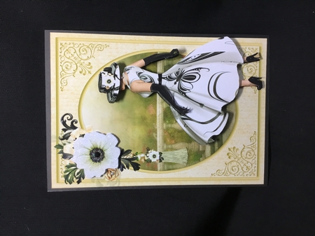 A5 Black and White Lady with White Flower Without Wording by Sue Pyman