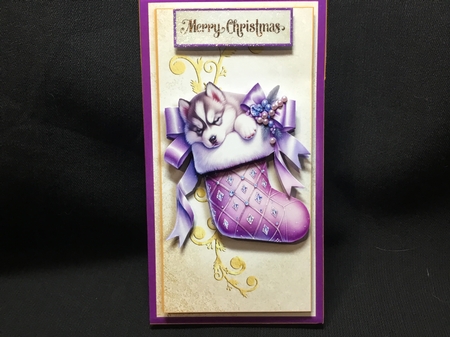 Puppy Christmas Stocking Money Card Kit-4 by Sue Pyman
