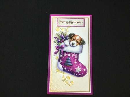 Puppy Christmas Stocking Money Card Kit-13 by Sue Pyman