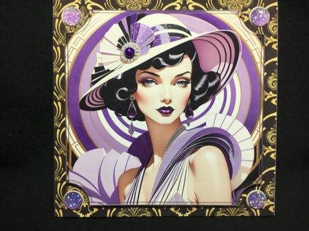 Ladies Art Deco 6x6ins Panel Topper 14 by Sue Pyman