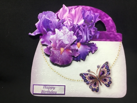 Purple Irises - Handbag Card Mini Kit by Sue Pyman