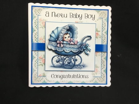 baby Boy Blue Pram by Sue Pyman