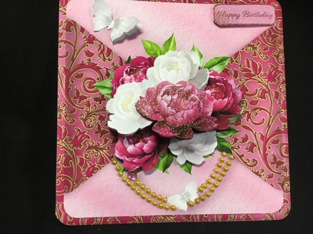 Pink and White Peonies - Mock Wrap Card Mini Kit by Sue Pyman