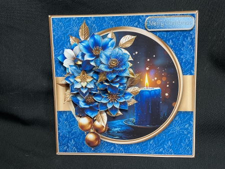 Blue Christmas Candle - Decoupage Card Mini Kit by Sue Pyman