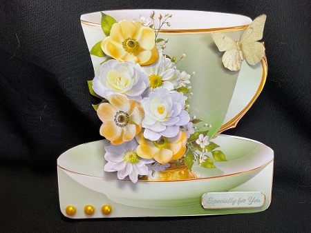 Lemon and White Posy - Teacup Card Mini Kit by Sue Pyman