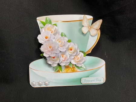 White Camellias - Teacup Card Mini Kit by Sue Pyman