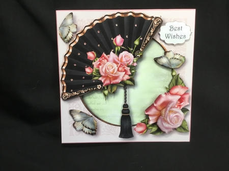 Fabulous Fan With Pink Roses by Sue Pyman