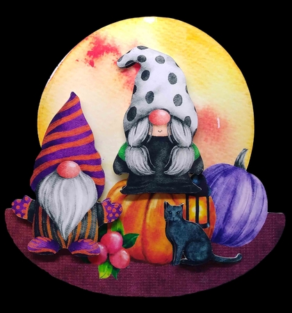 Gnome in the Autumn 3 Rocker Card Mini Kit by Sue Rice