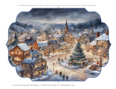 Watercolour Christmas town  by Sue Rice