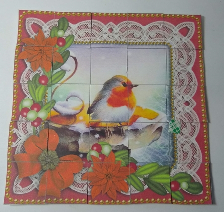 Robin 1 Orange Poinsettia Red 5inch 3D Paper Weaving S by Sue Rice