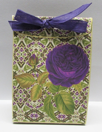 JJ VINTAGE PURPLE ROSE PINCH BAG AND TAG by Sue Rice
