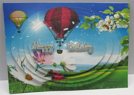 Hot Air Balloons - Balloon Daisy Flight - Pyrimage/Pyramid + Insert & Tag by Sue Rice