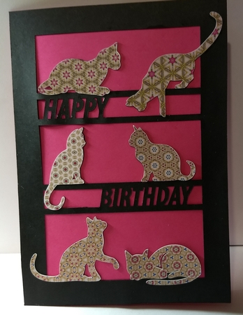 Happy Birthday Cats Card by Sue Rice