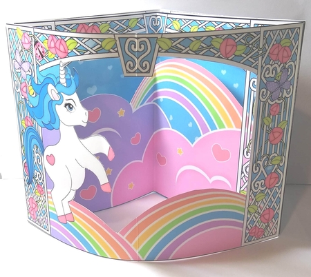 3D Triangle Shadow Box Scene it Card Kit - Cute Little Unicorn Blueberry by Sue Rice
