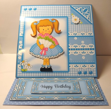 3D Easel Card Mini Kit - Pretty in Blue - Cute Girlz by Sue Rice