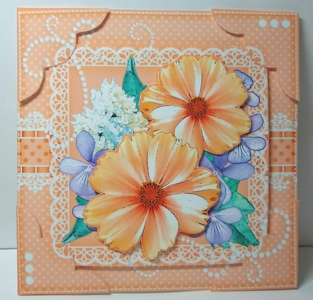 A Touch of Elegance Flowers, Pearls and Lace 8 x 8 Scalloped Corner Topper   by Sue Rice