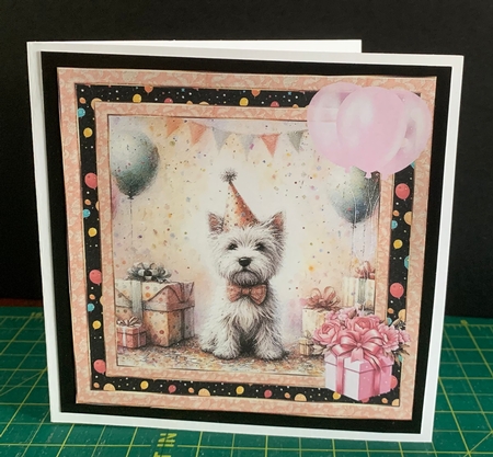 3 Birthday Westie card front/toppers 3 by Sue Soules