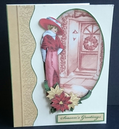 Vintage Christmas Lady & Poinsettia Decoupage by Sue Soules