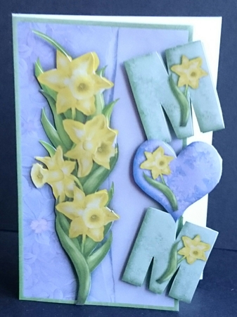 Over the Side Mum with Daffodils Decoupage by Sue Soules
