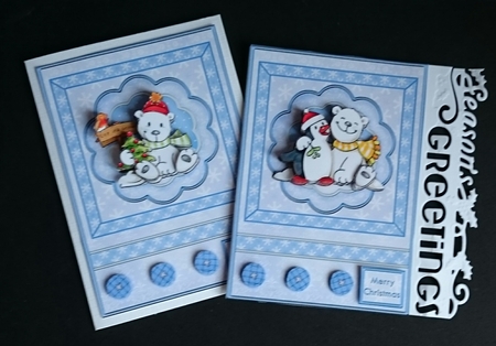 Polar Pals 2 A6 Christmas Cards with Decoupage by Sue Soules