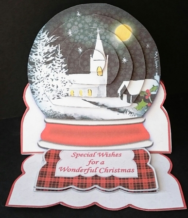 Winter Church Snow Globe Mini Easel Card by Sue Soules