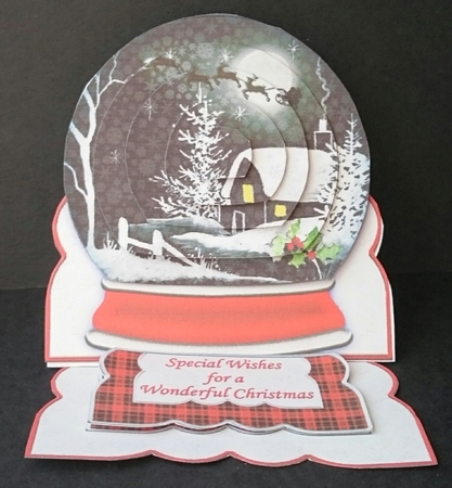 Winter Cottage Snow Globe Mini Easel Card by Sue Soules