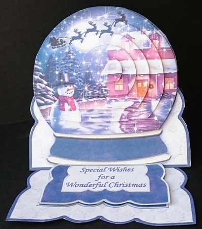 Purple Winter Snow Globe Mini Easel Card & Pyramage by Sue Soules