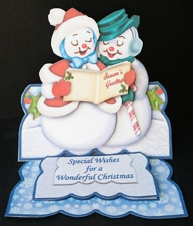 Singing Snow Couple Christmas Easel Card by Sue Soules