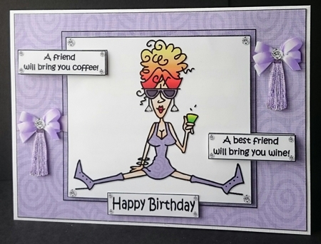 J.j's Friend Brings Her Wine Quick Card by Sue Soules