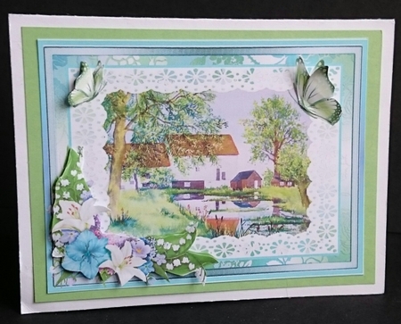 Packenham Mill Watercolour with Lilies Decoupage Sheet by Sue Soules