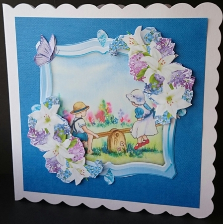 Watercolour Seesaw with Lilies and Butterflies, Decoupage by Sue Soules
