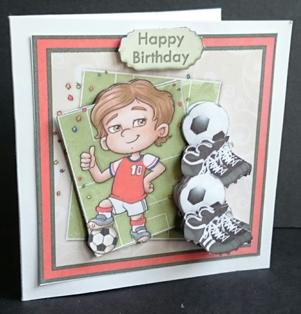 Soccer Star Red & White Topper & Decoupage Football Fans by Sue Soules