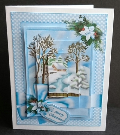 Ribbon Wrapped Christmas Scene Pyramid by Sue Soules