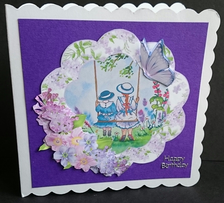 Playing on the Swing with My Best Friend with Floral Frame by Sue Soules