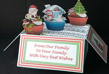 Christmas Cupcakes - Pop-up Box Card Kit & Envelope by Sue Soules