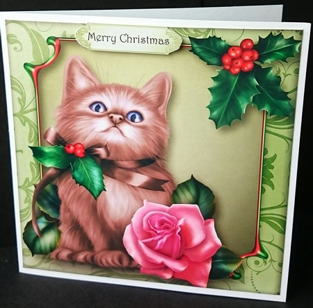 Christmas Holly Kitten by Sue Soules