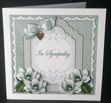 Silver Magnolia in Sympathy Fancy 7in Decoupage Topper by Sue Soules