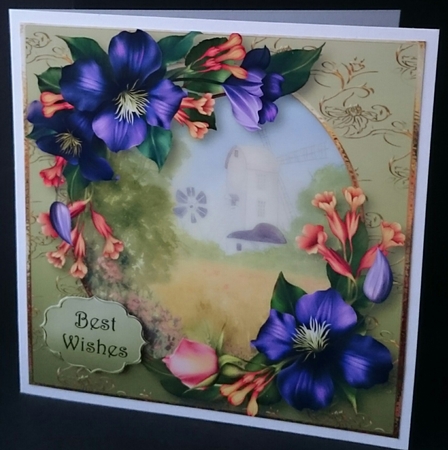 Beautiful Summer Blooms at the Windmill 8x8 Quick Topper by Sue Soules
