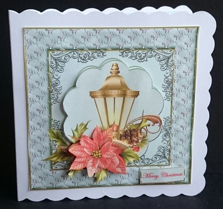 Vintage Lamplight 7x7 Card with Decoupage by Sue Soules