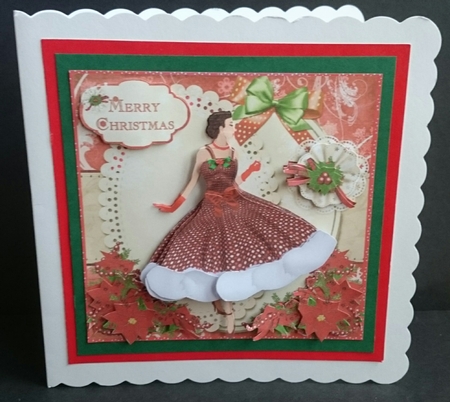 1950's Christmas Red Poinsettia Lady Mini Kit by Sue Soules